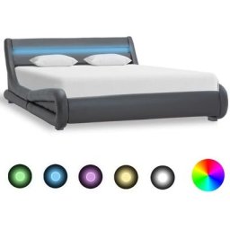 Cadre de lit avec LED Gris Similicuir 120 x 200 cm vidaXL - Gris