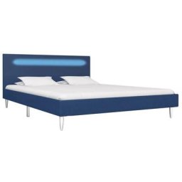 Cadre de lit avec led Bleu Tissu 140 x 200 cm Vidaxl Blue