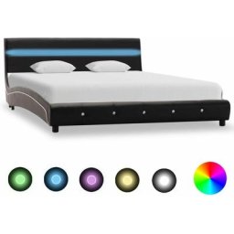 Cadre de lit avec led Noir Similicuir 120 x 200 cm Vidaxl Noir