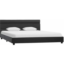 Cadre de lit avec led Gris Similicuir 140 x 200 cm Vidaxl Gris