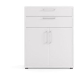 Prisme Bureau de rangement à 2 tiroirs et 2 portes, blanc. - Blanc