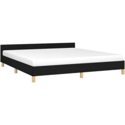 Cadre de lit avec tête de lit Noir 160x200 cm Tissu Vidaxl Noir