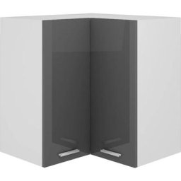 Armoire d'angle suspendue | Armoire de cuisine Meuble haut Cuisine Gris brillant 57x57x60 cm