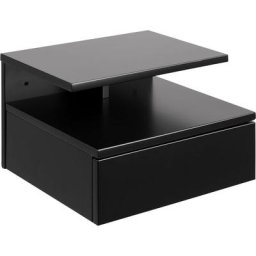 Ebuy24 - Ashlan Table de chevet murale avec 1 tablette de rangement, 1 tiroir, noir. - Noir
