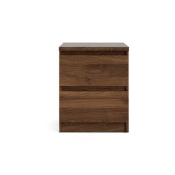 Nada Table de chevet à 2 tiroirs, imitation noyer. - Marron