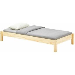 Lit futon TAIFUN lit simple pour adulte et enfant 90 x 190 cm, en pin massif finition vernis