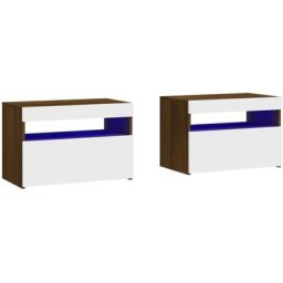 Tables de chevet 2 pcs et lumières led Chêne marron 60x35x40 cm Vidaxl Chêne marron