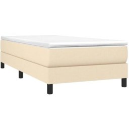 Sommier à ressorts de lit Crème 90x200 cm Tissu