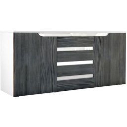 Vladon Buffet Commode Dressoir Crédence Sylt en Blanc - haute brillance & tons naturels