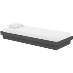 Cadre de lit Gris Bois massif 75x190 cm Petit simple Vidaxl Gris