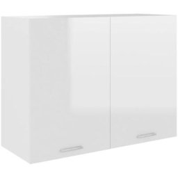 Armoire suspendue | Armoire de cuisine Meuble haut de Cuisine Blanc brillant 80x31x60 cm Aggloméré
