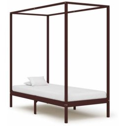 Cadre de lit à baldaquin Marron foncé Pin massif 90 x 200 cm Vidaxl Marron foncé