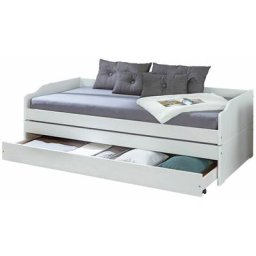 Barbara - Lit Gigogne 3 Couchages 90x200cm Bois Massif Vernis Blanc - Blanc