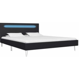 Cadre de lit avec led Noir Tissu 140 x 200 cm Vidaxl Black