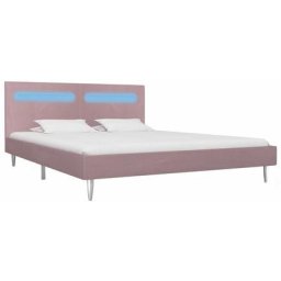 Cadre de lit avec led Rose Tissu 180 x 200 cm Vidaxl Pink