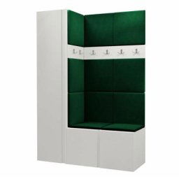 Ensemble entrée Miami 393, Blanc, 186x124x44cm, Blanc, Stratifié, Tapisserie, Mural, Mis - Blanc