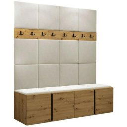 Ensemble entrée Hartford 268, Manila 02, 186x168x46cm, Chêne artisanal, Stratifié, Tapisserie, Mis,