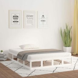 Lit double pour adulte Cadre de lit - Blanc 140x190 cm Bois massif BV153159 Bonnevie