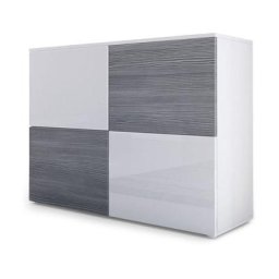 Commode Buffet Armoire Rova en Blanc mat - haute brillance & tons naturels - Blanc haute brillance