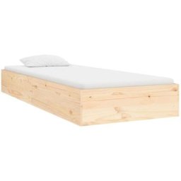 Cadre de lit bois massif 75x190 cm petit simple vidaXL - Marron