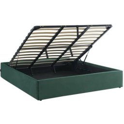 Lit coffre 180x200cm en velours vert + sommier à lattes - Handy - Vert