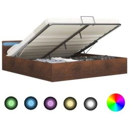 Cadre de lit à stockage hydraulique et led Marron 180x200 cm Vidaxl Marron