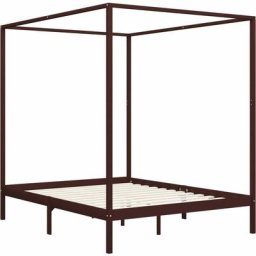 Cadre de lit à baldaquin Marron foncé Pin massif 160 x 200 cm Vidaxl Marron foncé