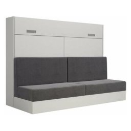 Armoire lit escamotable vertigo sofa blanc canapé gris couchage 140200 cm - gris