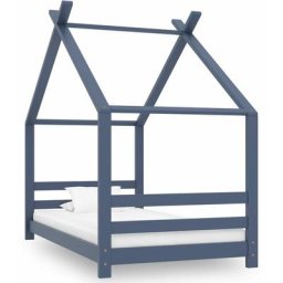 Cadre de lit d'enfant Gris Bois de pin massif 80x160 cm Vidaxl Grey