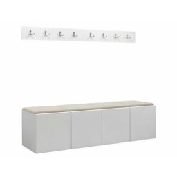 Mobilier1 - Ensemble entrée Hartford 276, Manila 02, 168x46cm, Blanc, Stratifié, Tapisserie, Mural,