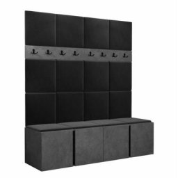 Ensemble entrée Hartford 268, Manila 18, 186x168x46cm, Béton, Noir, Tapisserie, Stratifié, Mis,