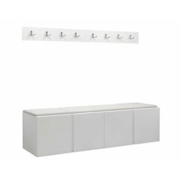 Ensemble entrée Hartford 276, Faux cuir Soft 017, 168x46cm, Blanc, Faux cuir, Stratifié, Mural, Mis
