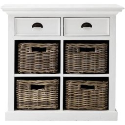 Halifax Buffet avec 4 paniers et 2 tiroirs, blanc.