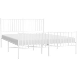 Cadre de lit métal avec tête de lit/pied de lit blanc 160x200cm Vidaxl Blanc