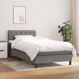 Chic Lit Double - maison - 2 Place Lit à sommier tapissier avec matelas Gris foncé 80x200 cm Tissu