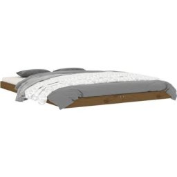 Cadre de lit Marron miel 135x190 cm Bois de pin massif Double Vidaxl marron miel
