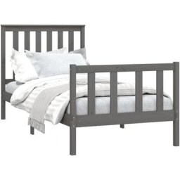 Cadre de lit avec tête de lit gris 90x200 cm bois de pin massif Vidaxl Gris