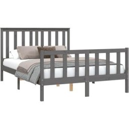 Cadre de lit avec tête de lit gris 120x200 cm bois pin massif Vidaxl Grey