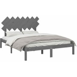 Cadre de lit Gris 150x200 cm Très grand Bois massif Vidaxl Gris