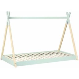 Lit Tipi en bois massif. pin naturel vert céladon - sommier inclus. 90x190cm - Tobias - Vert céladon