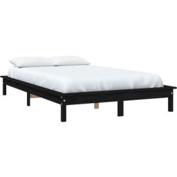 Cadre de lit Noir 180x200 cm Bois de pin massif Super King Vidaxl Noir