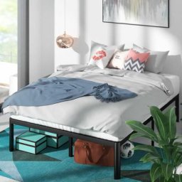 ZINUS VAN Lit double 160x200 cm cadre en métal noir - Noir