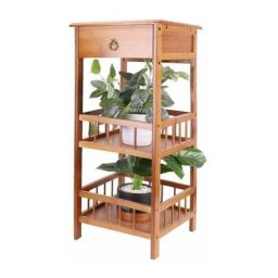 Table de Chevet à 3 Niveaux en Bambou avec Tiroir Étagère de Rangement Vintage pour Salon Chambre