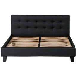 Frederic - Solide et Confortable Lit avec Sommier + Tête de Lit Capitonnee Couleur noir + Pieds en