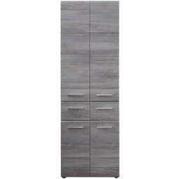 LineSkin Armoire haute de salle de bain, 4 portes, 2 tiroirs en argent fumé.