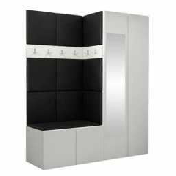 Ensemble entrée Hartford 278, Faux cuir Soft 011, 186x158x46cm, Miroir, Blanc, Stratifié, Faux