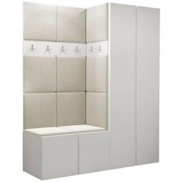 Ensemble entrée Hartford 266, Blanc, 186x158x46cm, Blanc, Stratifié, Tapisserie, Mural, Mis - Blanc