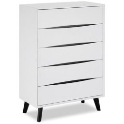 Lynda Commode à 5 tiroirs, blanc, noir. - Blanc