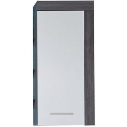 MiamiMaine Armoire murale de rangement pour salle de bain, 1 porte, argent fumé, blanc. - Blanc
