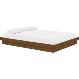 Cadre de lit Marron miel Bois massif 135x190 cm Double Vidaxl Honey brown